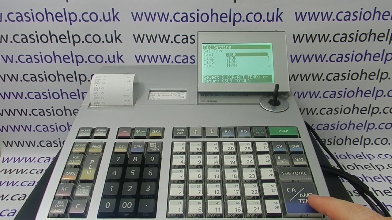 How To Program Tax Rates On The Casio SE-S3000 / PCR-T2100 / PCR-T2300 / PCR-T2400 Cash Register