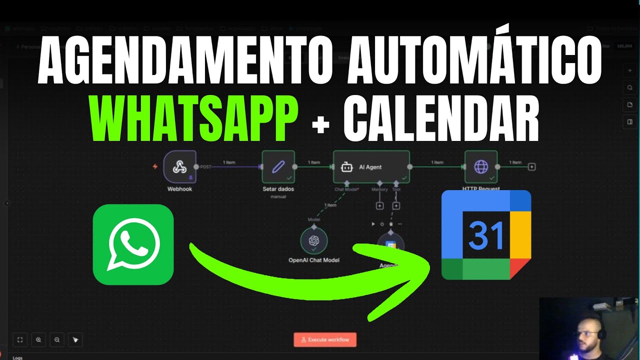Agente de IA de AGENDAMENTOS no Google Calendar (no Whatsapp)