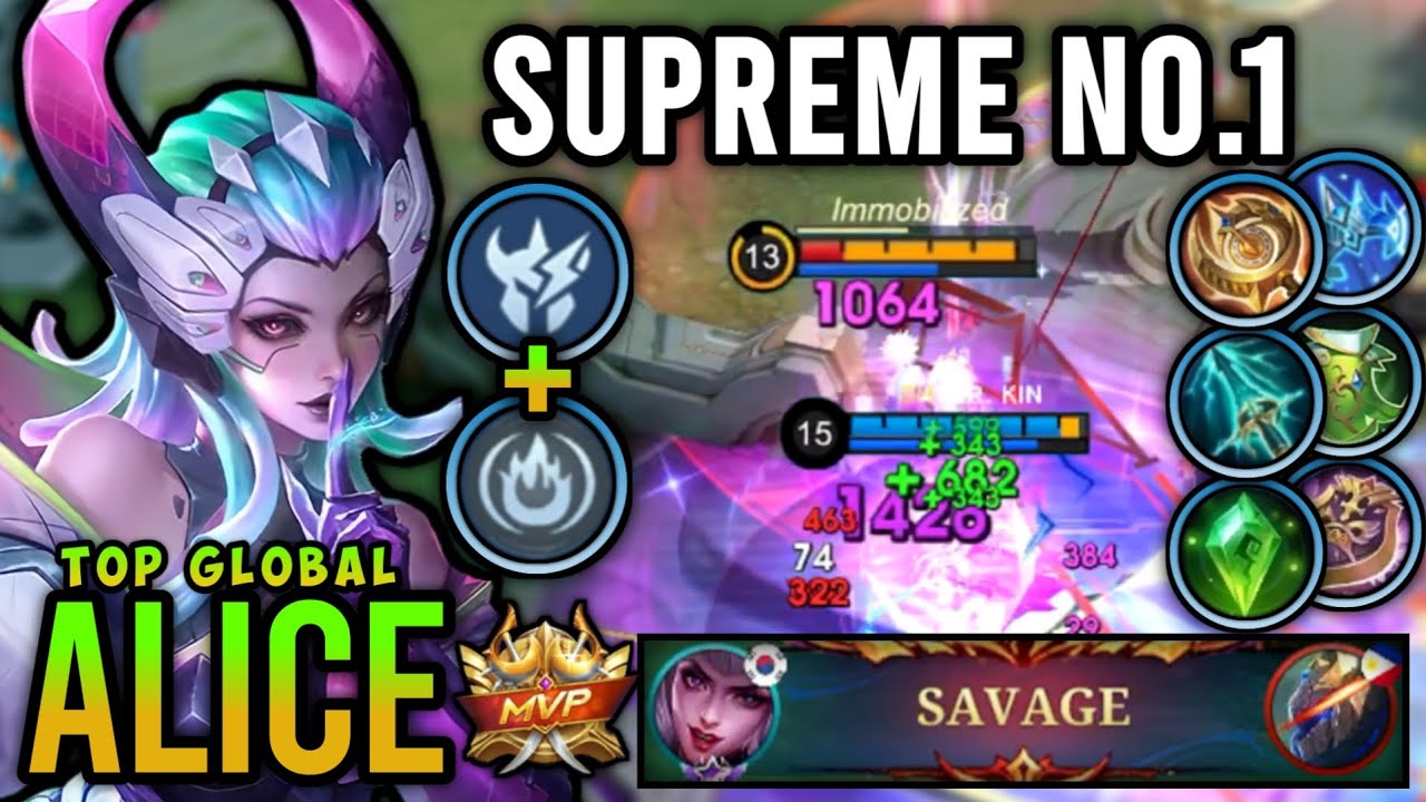 Supreme No.1 Alice!! Top Global Alice Best Build And Emblem 2025 - Mobile Legends