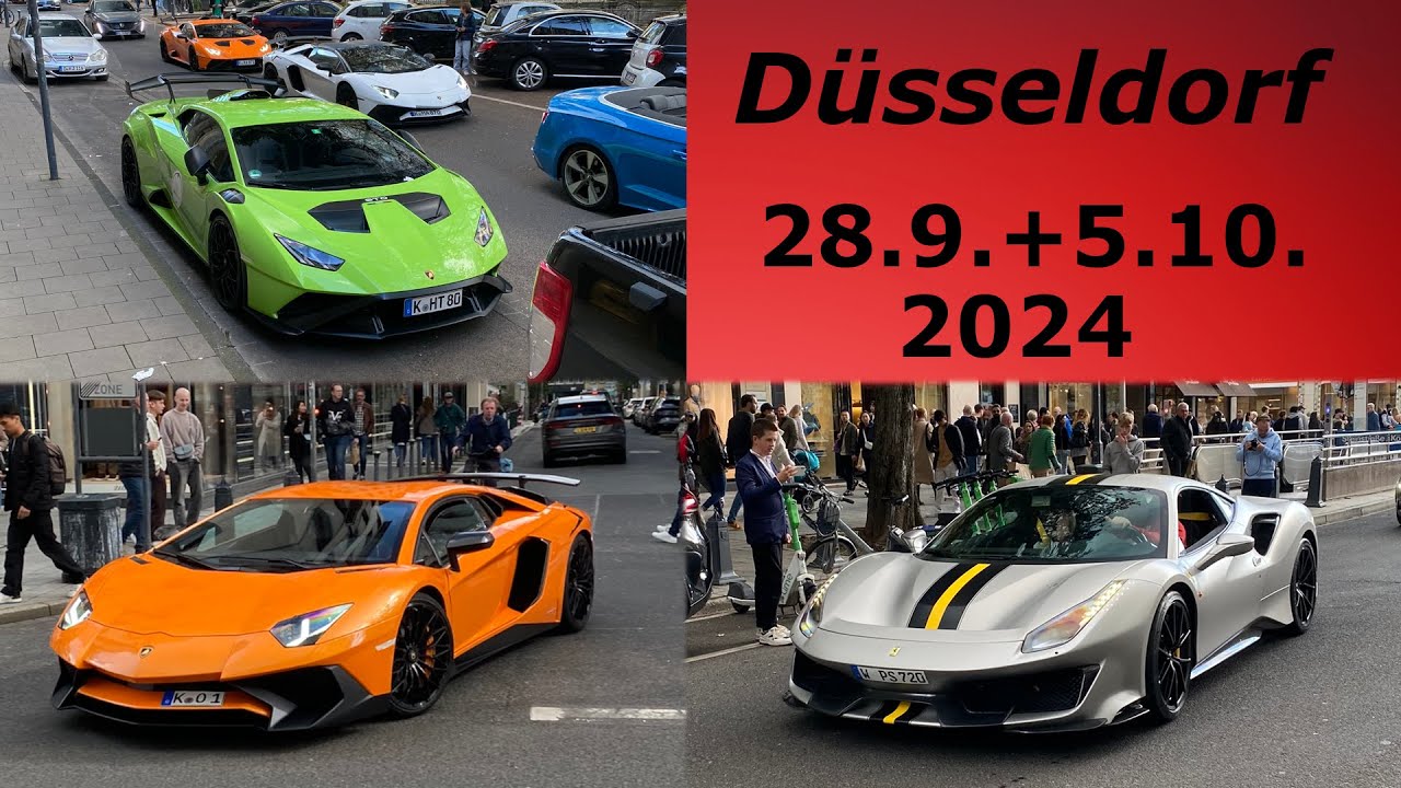 Supercars in Düsseldorf, 28.9.+5.10.2024 - Aventador SV, 488 Pista, 992 GT3RS, STO, SF90