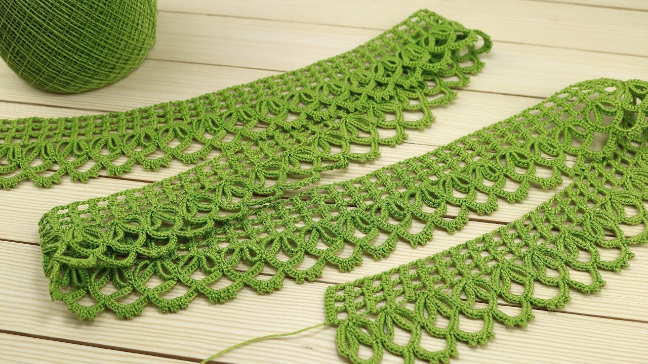 Простое ЛЕНТОЧНОЕ КРУЖЕВО крючком МАСТЕР-КЛАСС по вязанию КАЙМА Crochet Tape Lace Tutorial