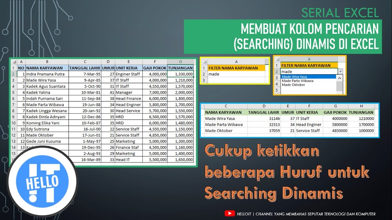 Membuat Kolom Pencarian (Searching) Dinamis di Excel