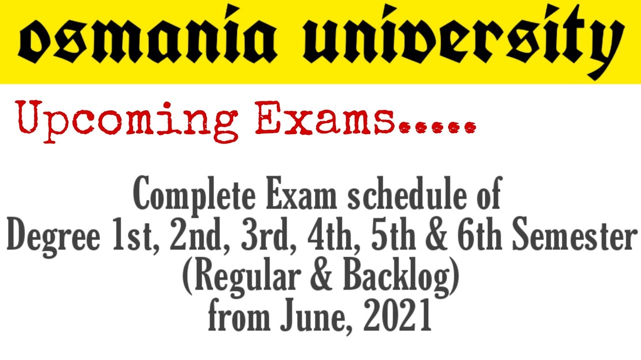 Degree Exams 2021 | Exam schedule 2021 | degree exams OU | OU Degree Update