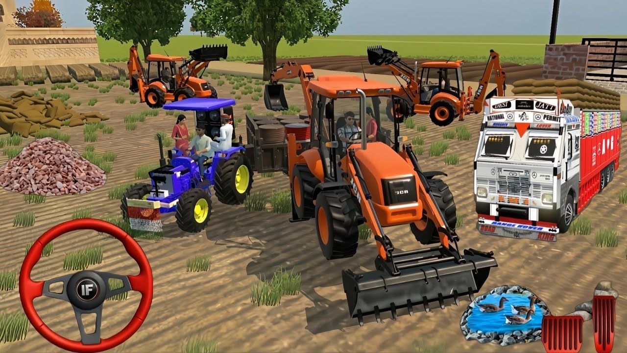 🔴Drive JCB and🪵 Uploading🏗️ Stone From tractor🚜 and Dumper Truck 🚚in 3d Game #jcb #tractor #gaming 