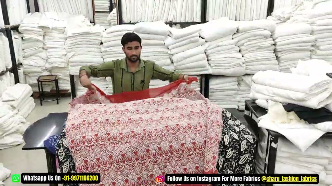 Cotton Schiffli Hakoba Fabric | Chikankari Look Design