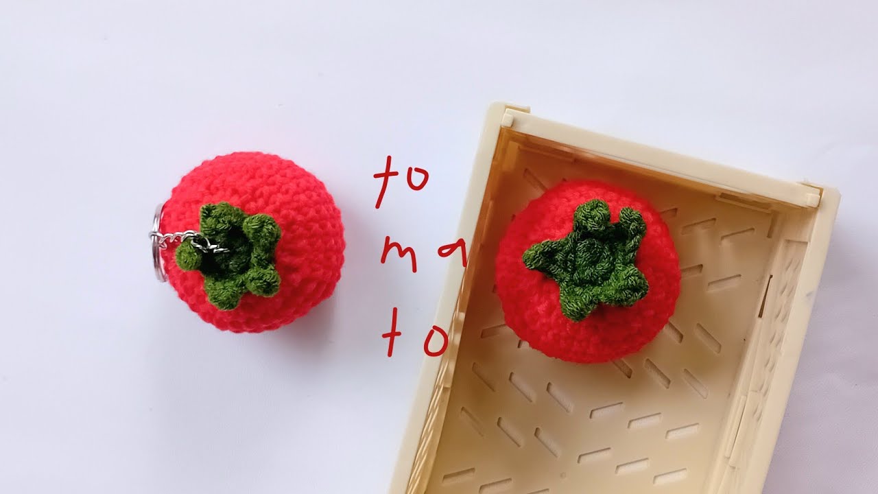 tomato crochet 🍅 easy and cute pattern for diy plushie keychain ☺️