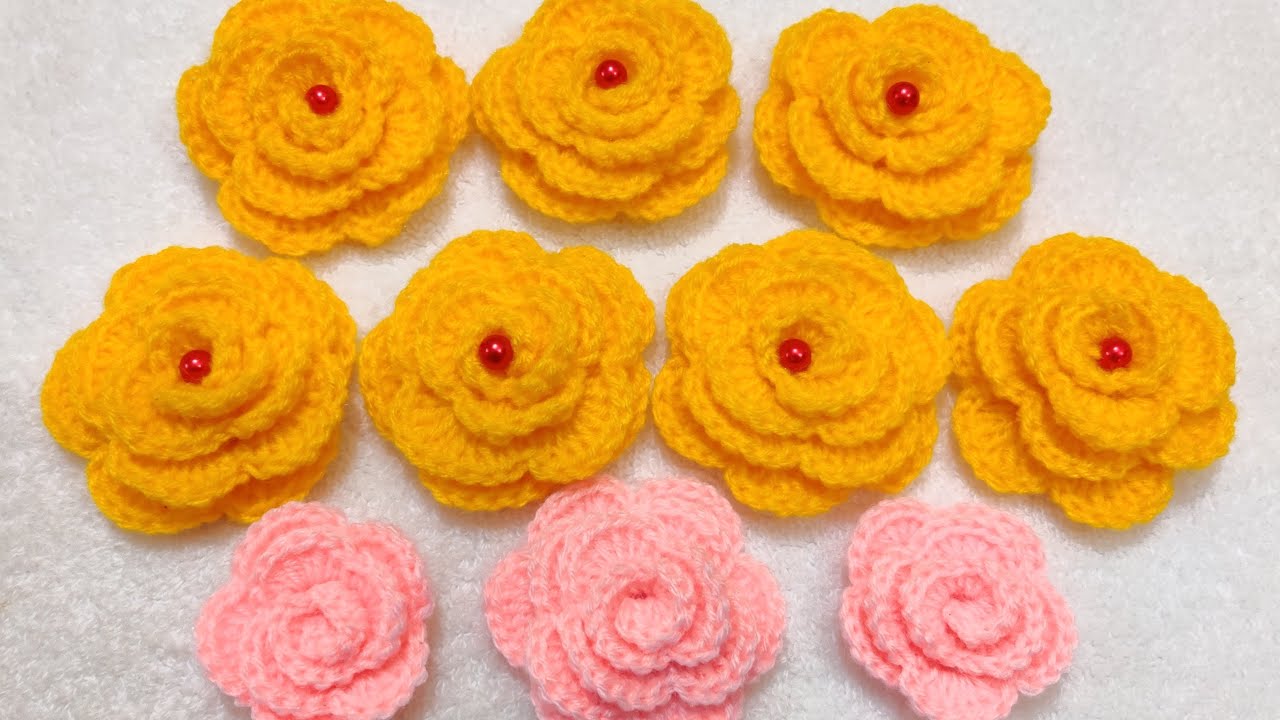 Crochet Rose Flower (small and big) || क्रोशिये से गुलाब का फूल बनाएं