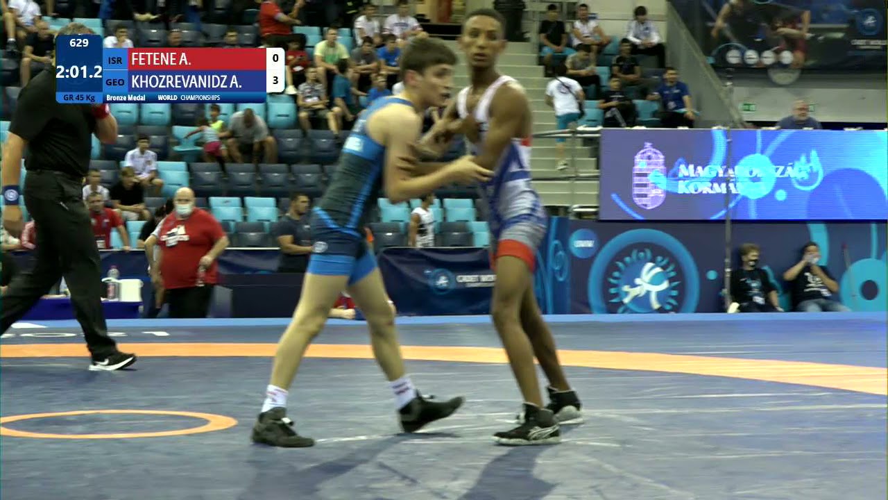 BRONZE GR - 45 kg: A. FETENE (ISR) v. A. KHOZREVANIDZ (GEO)