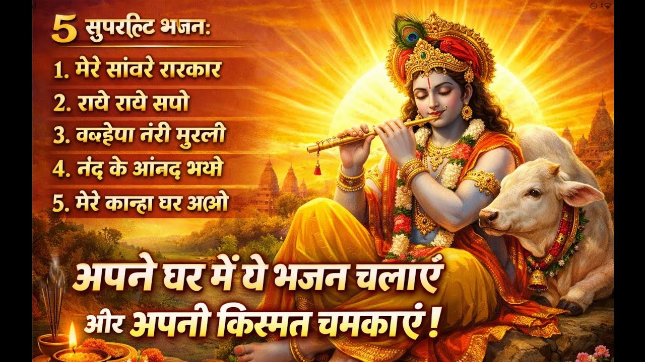 अपने घर में ये कृष्ण भजन चलाएं और अपनी किस्मत चमकाएं | टॉप 5 कृष्ण भजन | मधुर कृष्ण भजन 2026#shyamji