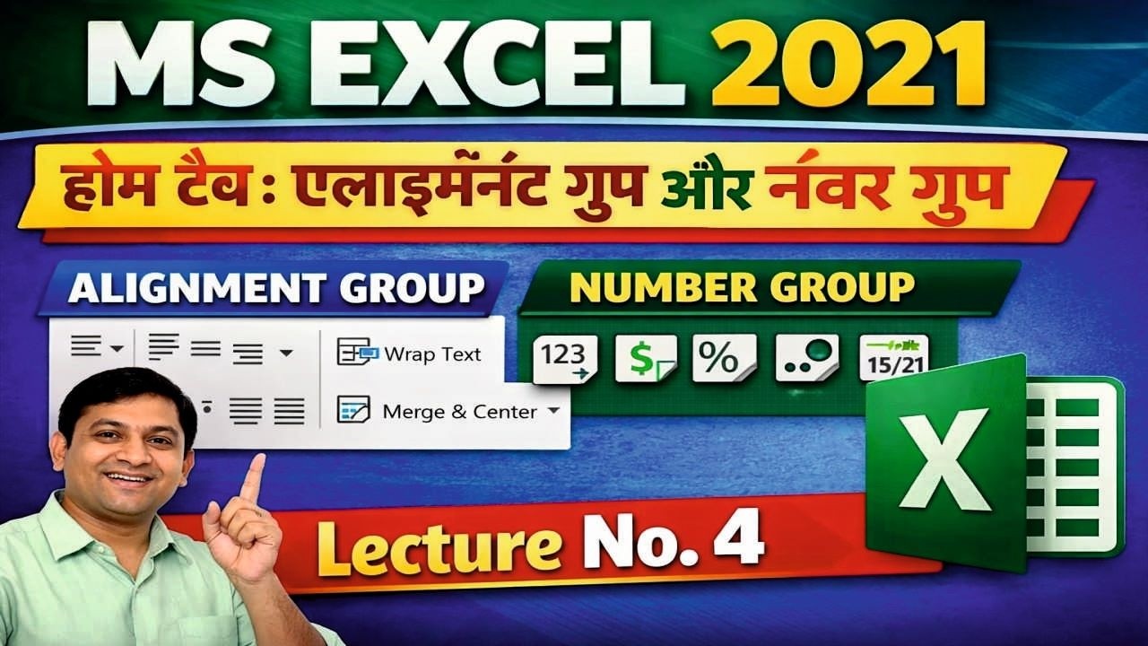 MS Excel 2021 Course | Lecture 4 | Home Tab Alignment & Number Group Complete Tutorial Urdu/Hindi