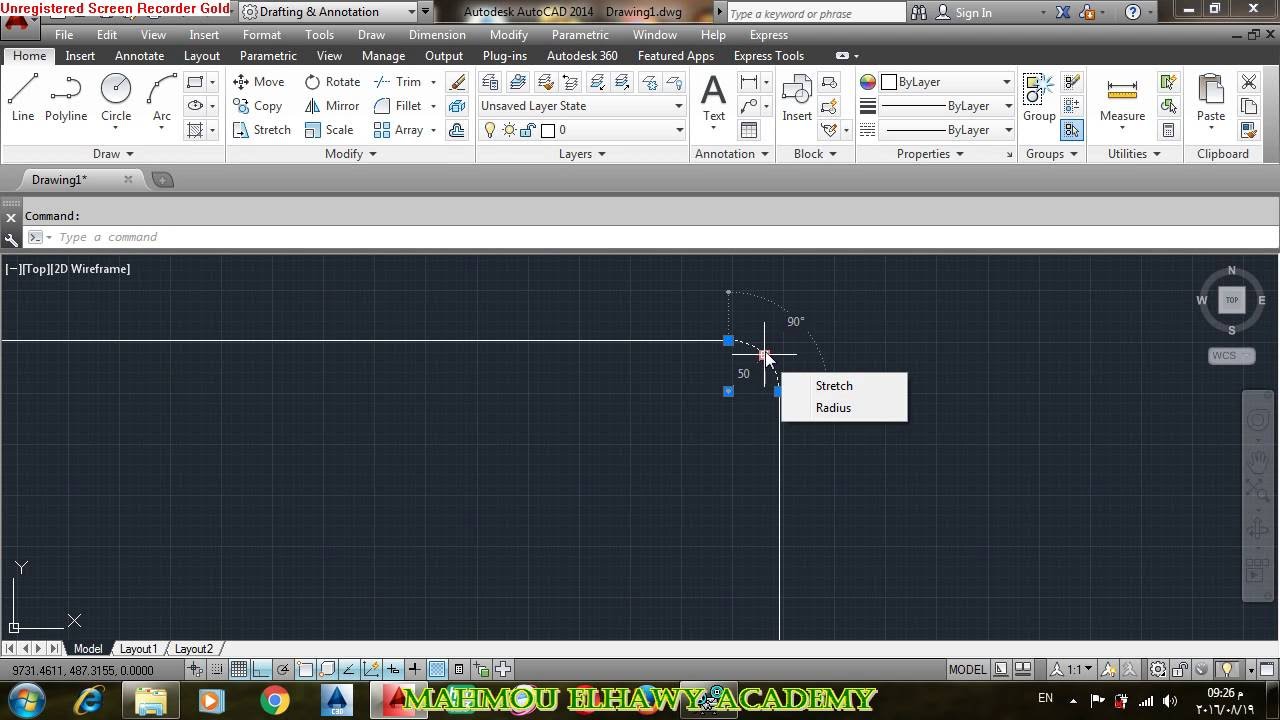 امر fillet الشطف الزاوي بكل حالاته وانواعه .المحاضرة رقم 23ج1 .( Autocad _Level 2 )