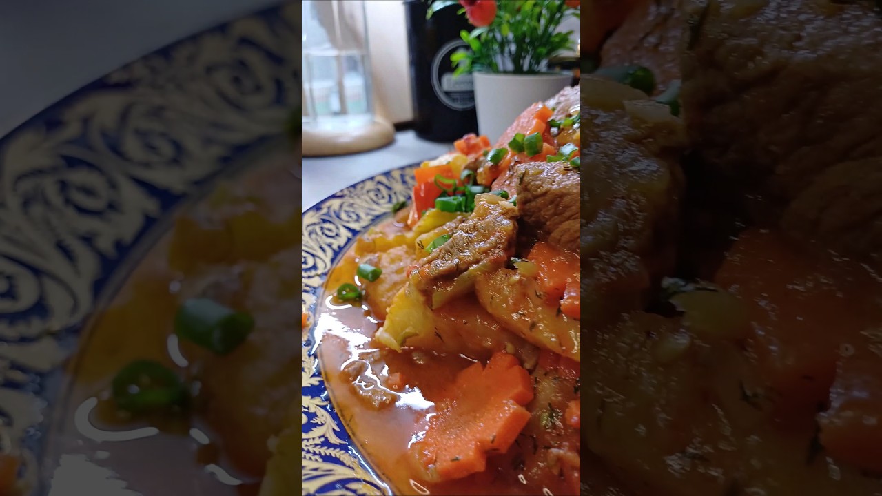 ТУШЁНОЕ МЯСО С КАРТОШКОЙ - КАК ДОМА У МАМЫ!!!💯❤️😋🏡#шортс #еда #тушеноемясо #shorts #stewedmeat #food