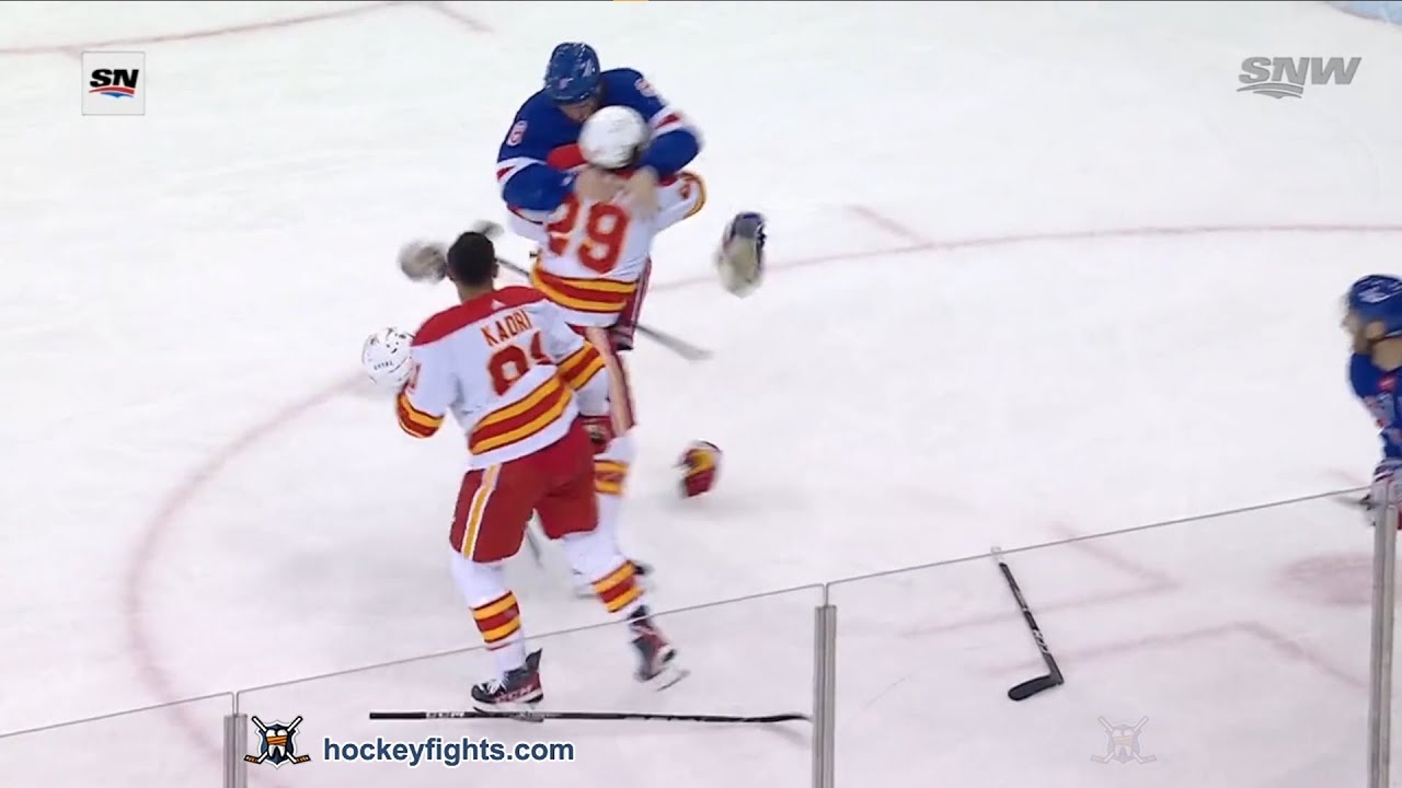 Dillon Dube vs Jacob Trouba Feb 6, 2023
