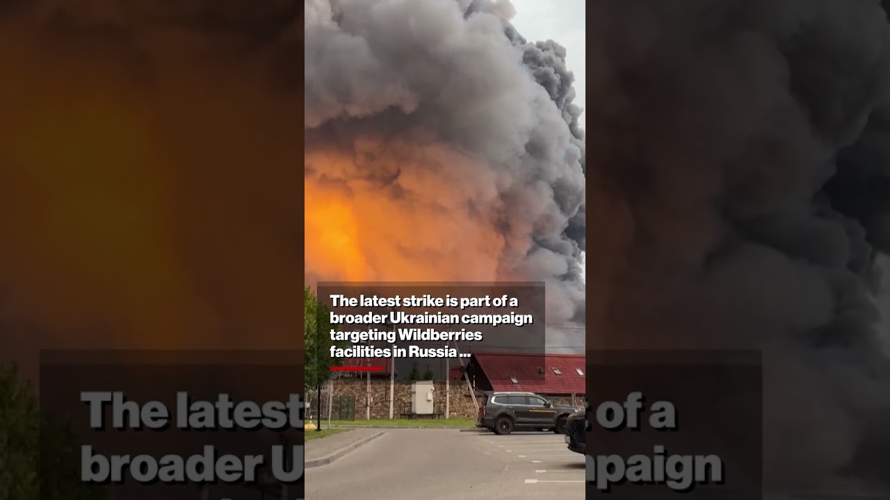 Drone attack ignites blaze at Russian wildberries warehouse #shorts