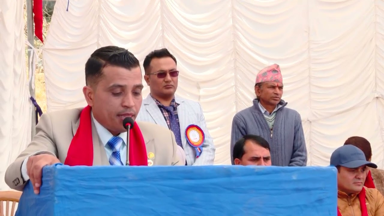 च्यामा काठमाडौं सेवा समाजकाे  भलिबल कार्यक्रमकाे अध्यक्षता सम्बाेधन गर्दै बिष्णु पाेखरेल