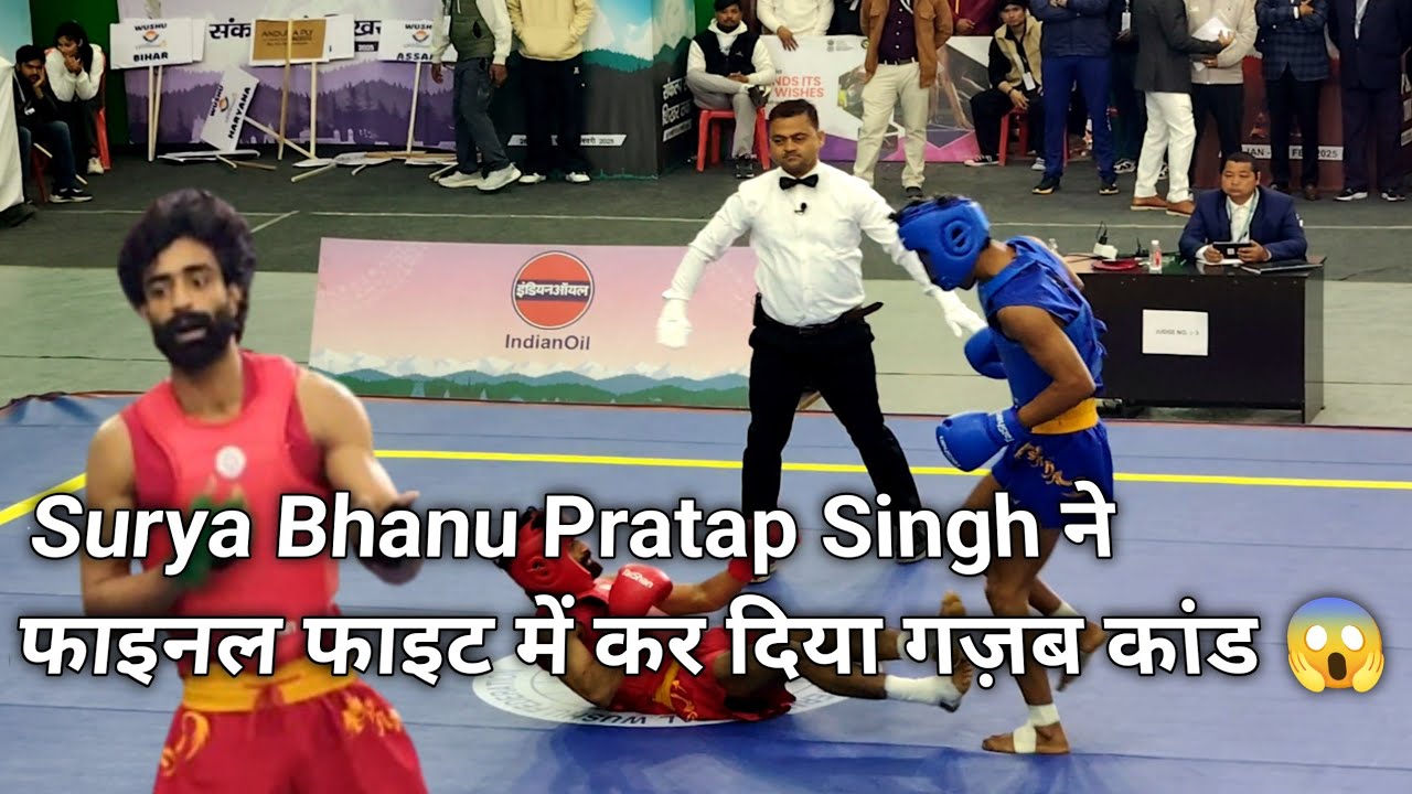 J&K vs MANIPUR final Fight 😱//38th national games uttarakhand 2025//wushu Sanda Knockout fight//65KG