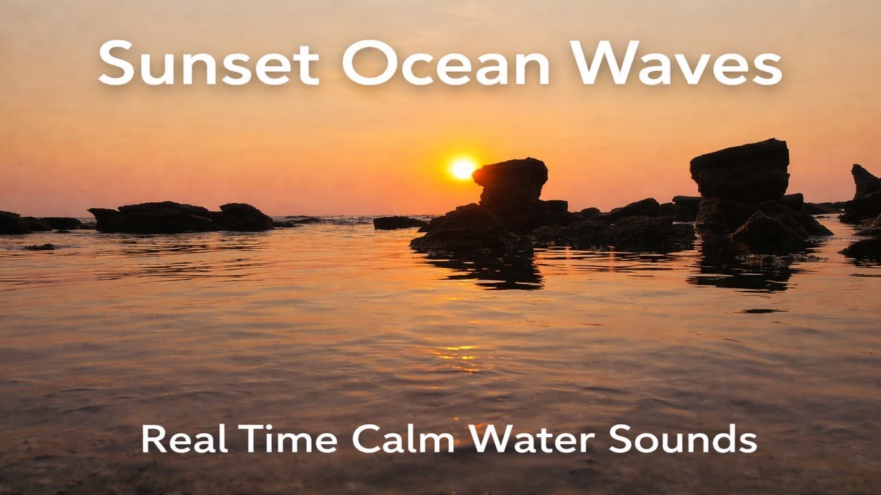 Sunset Ocean Waves  | Real Time Calm Water Sounds for Sleep & Relaxation