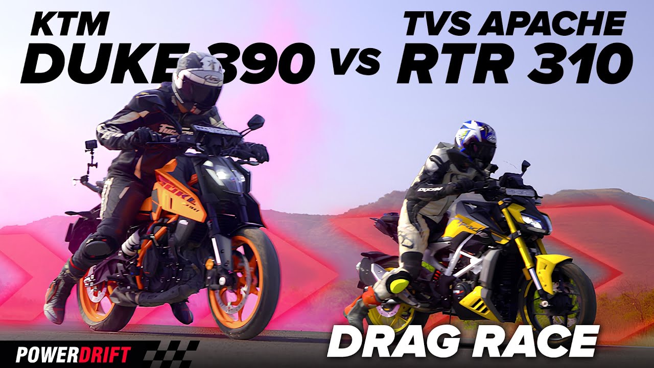 KTM Duke 390 против TVS Apache RTR 310 | Решающая гонка на Streetfighter | PowerDrift