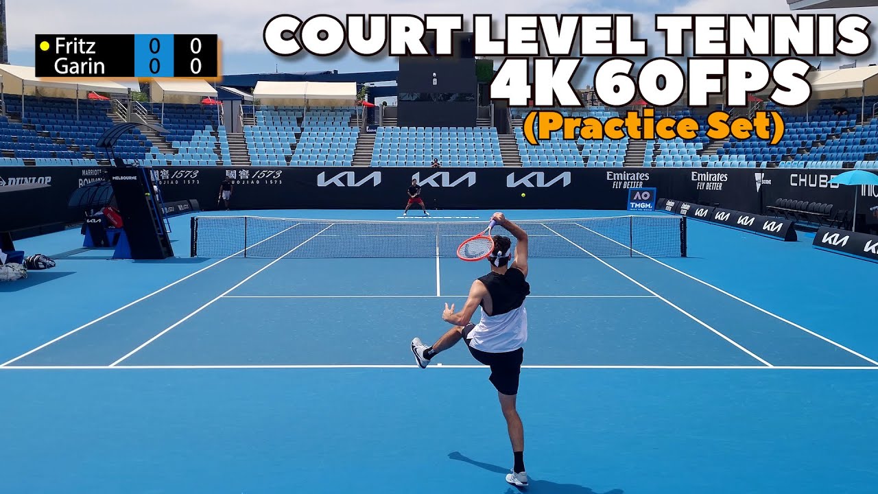 Taylor Fritz vs Christian Garin Court Level Practice Set | 2022 Australian Open (4K 60FPS)