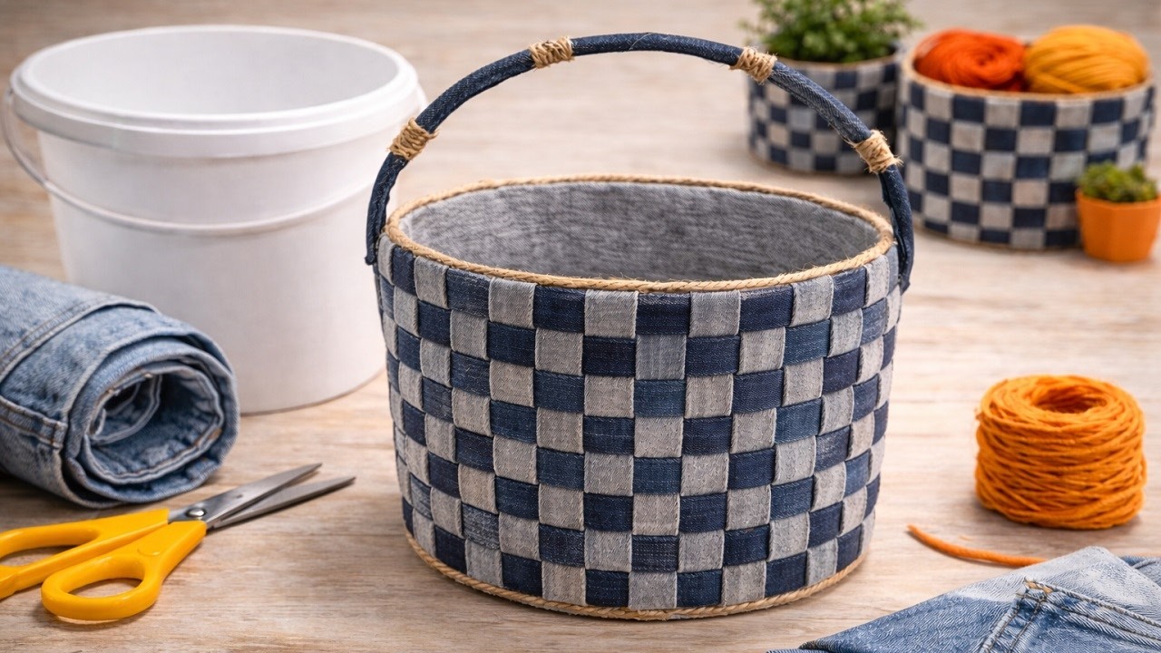 I Turned Old Jeans Into This Amazing Basket!