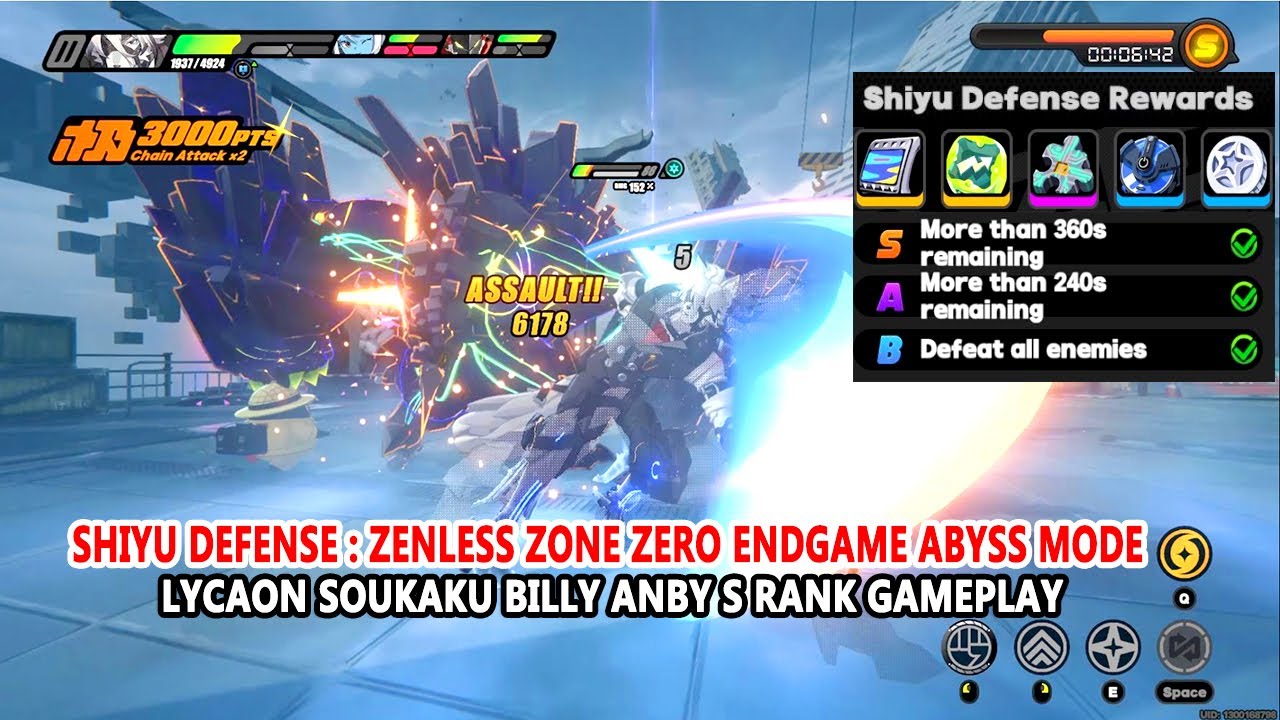 Shiyu Defense : Zenless Zone Zero Endgame Abyss Mode - Lycaon Soukaku Billy Anby S Rank Gameplay