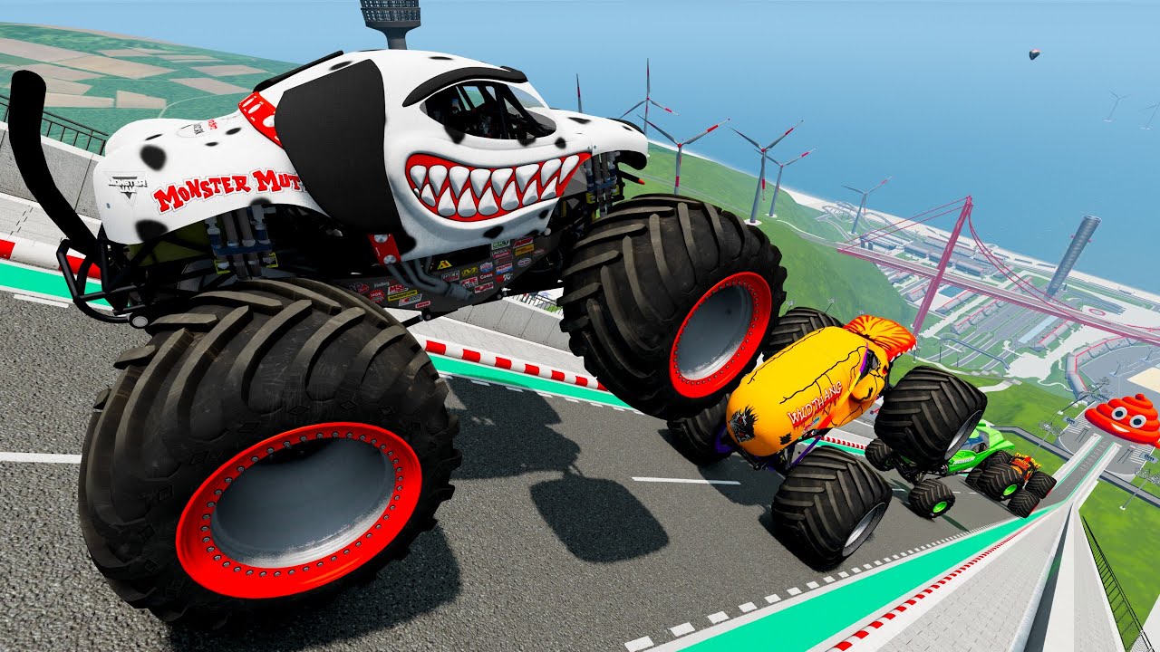 Car Random - Extreme Monster trucks Jumps, Crashes #001 | BeamNG Drive