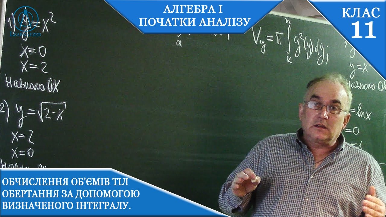Курс 2(11). Заняття №6. Інтеграл. Обчислення об'ємів тіл обертання за допомогою  інтегралу.