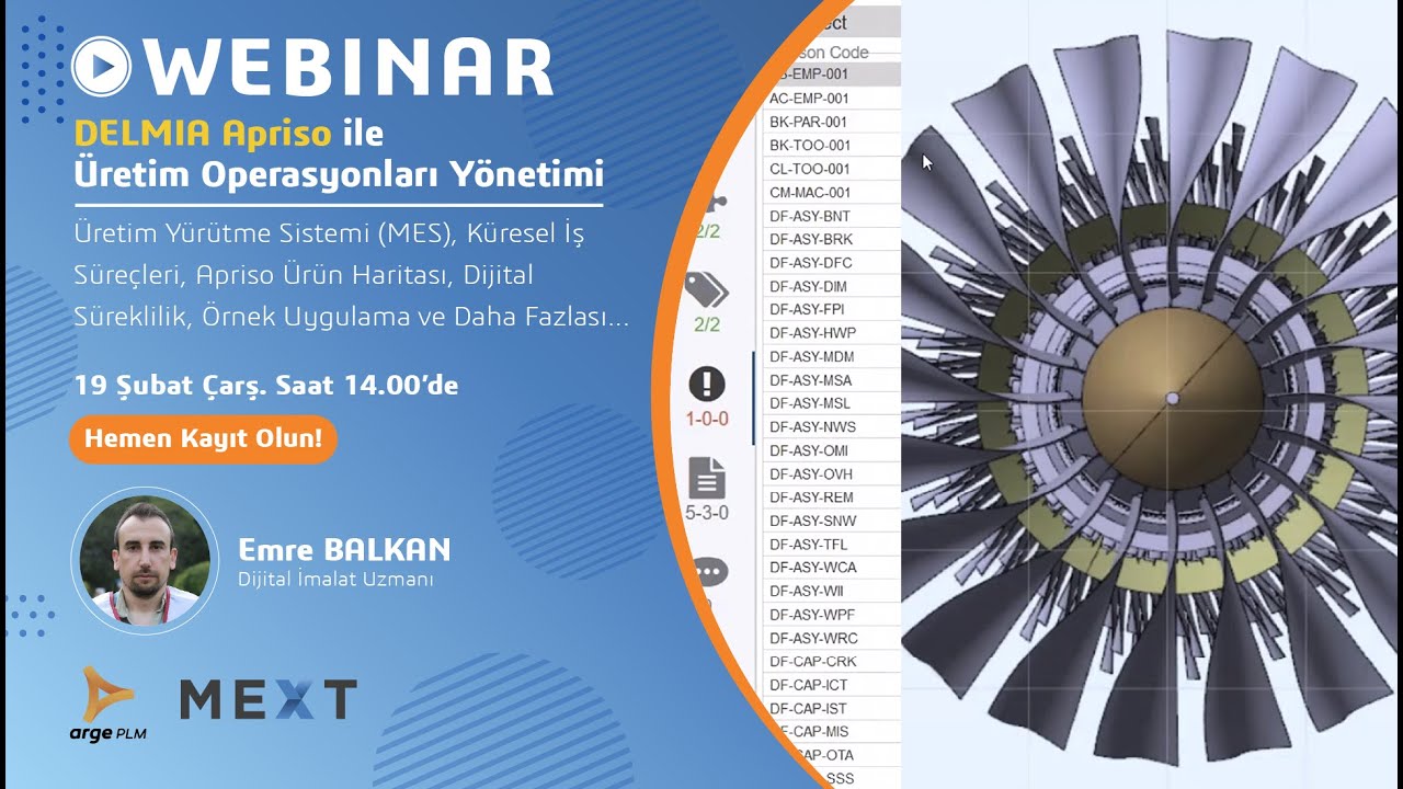 🎥 WEBINAR: DELMIA Apriso ile Üretim Operasyonları Yönetimi  | 19 Şubat 2025 - Saat:14.00