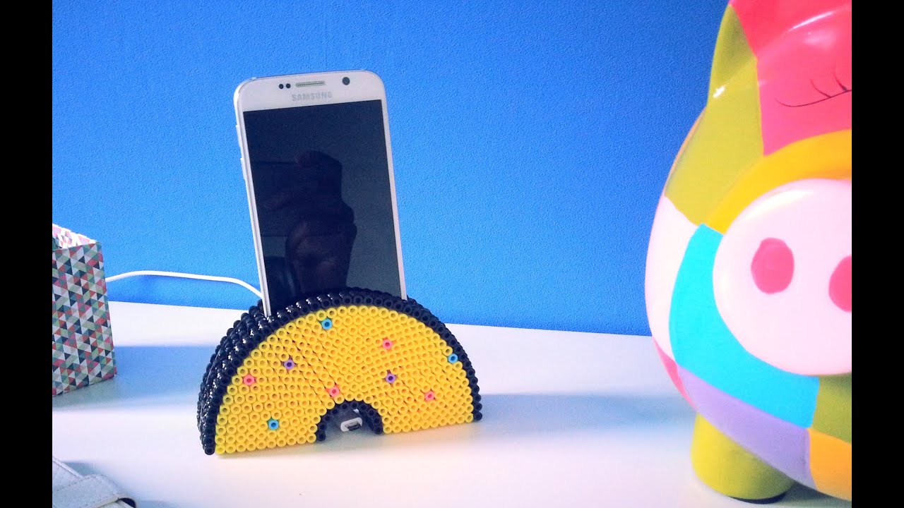 DIY Support de téléphone portable avec perles à repasser Hama
