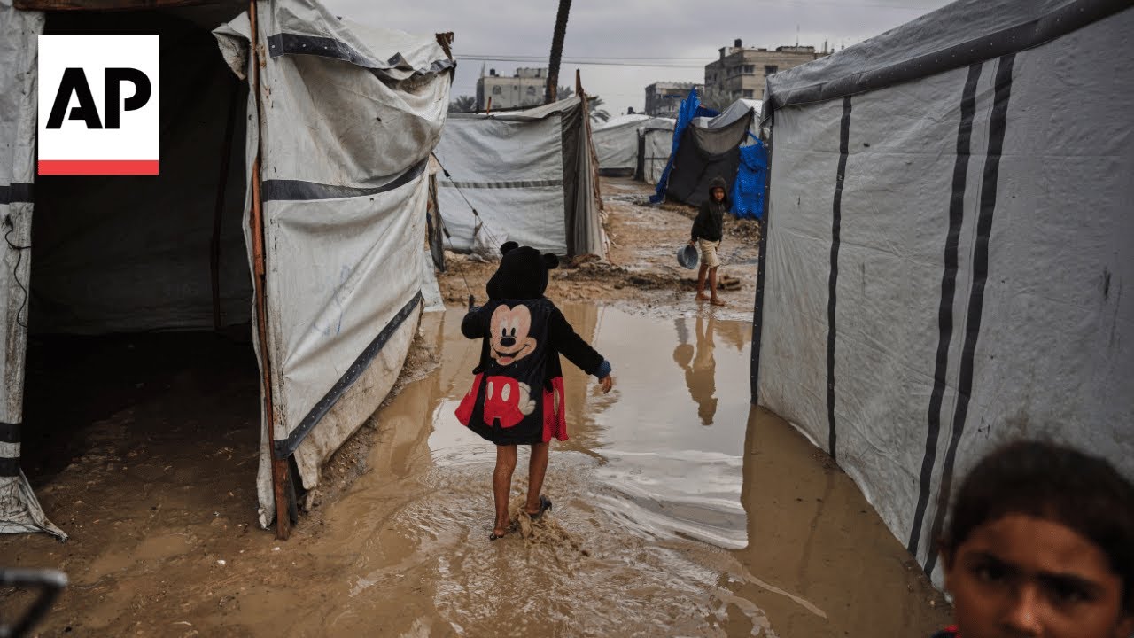 Tents destroyed as heavy rains cause flooding in Gaza