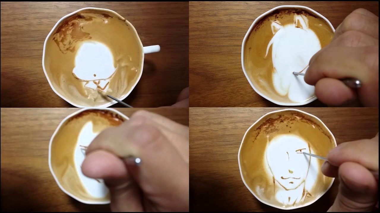 #本日の暇カプチーノ、『繰繰れ！コックリさん』。ラテアート latteart KOKKURI-SAN