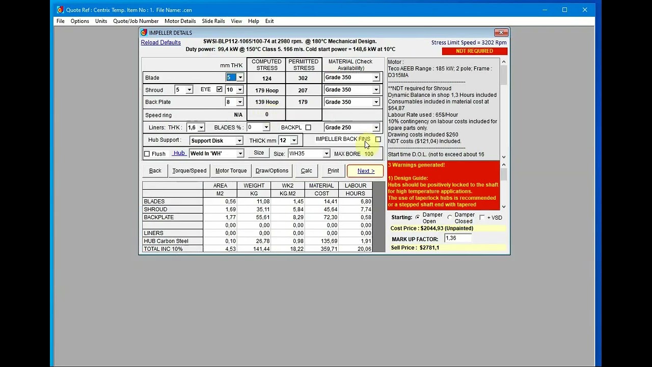 Designing a fan with a high tip speed in Centrix software Part 1