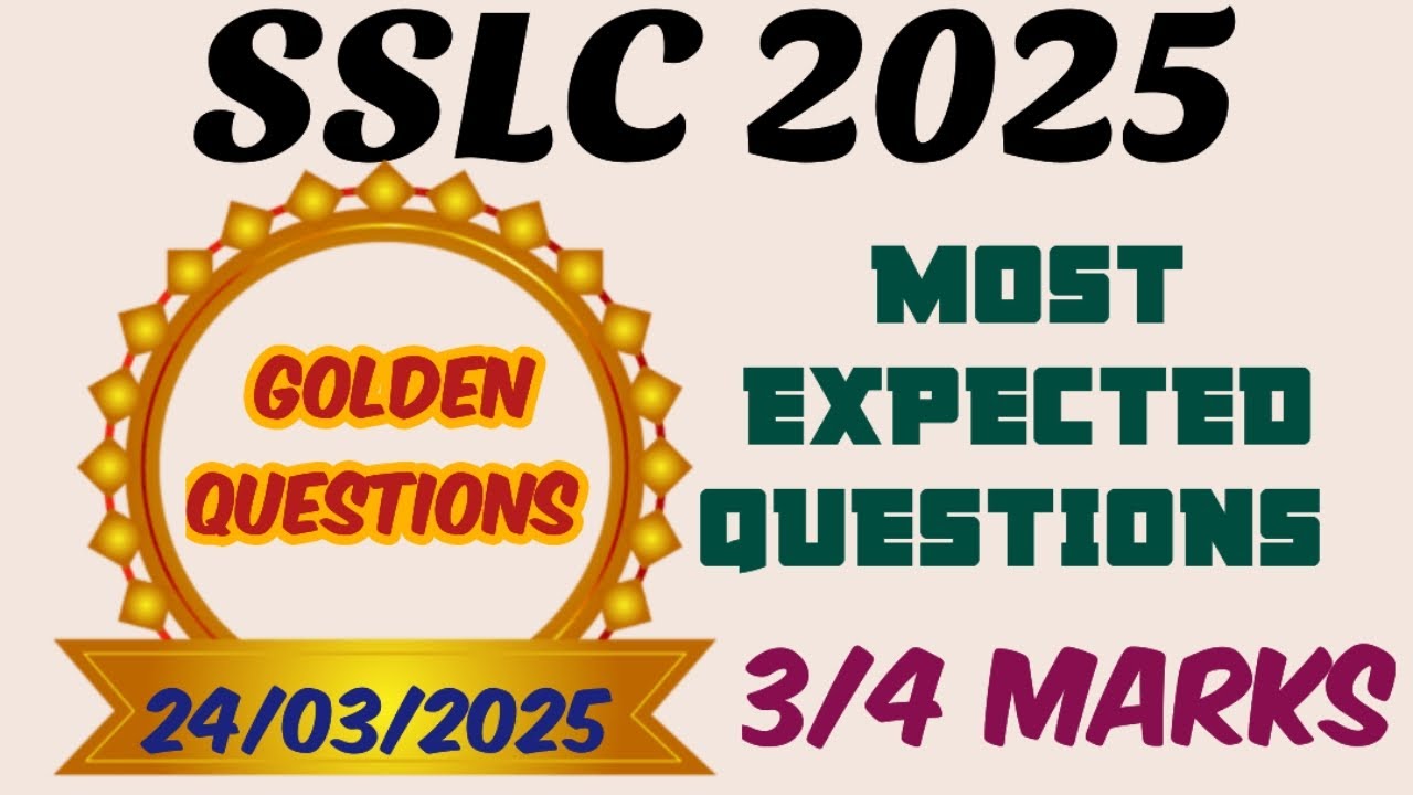 SSLC 2025 MATHS FINAL REVISION SERIES GOLDEN QUESTIONS MOST EXPECTED QUESTION
