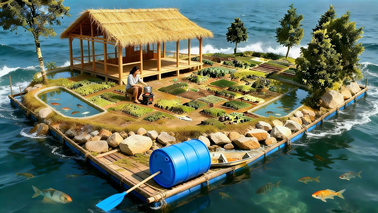 Talented woman: Builds a floating house on a deserted island in 180 days by @TriệuThịDuyên-b8b