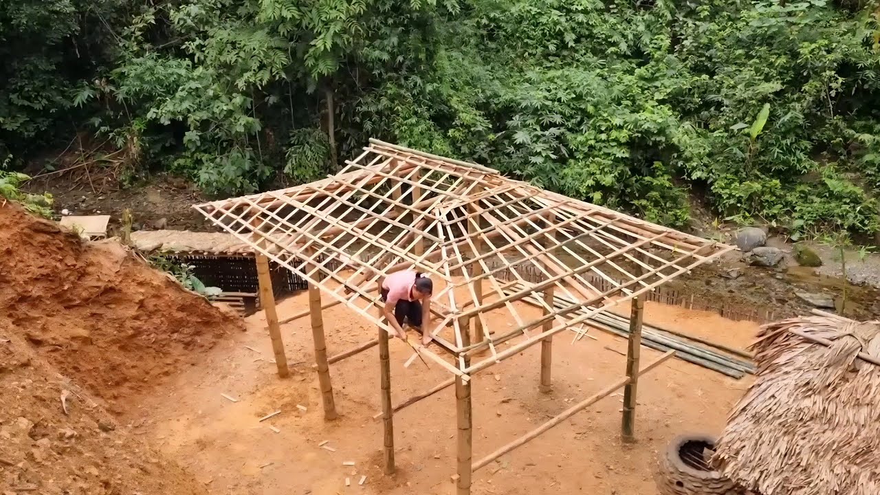 Building a new farm with bamboo houses | lý thị Viện