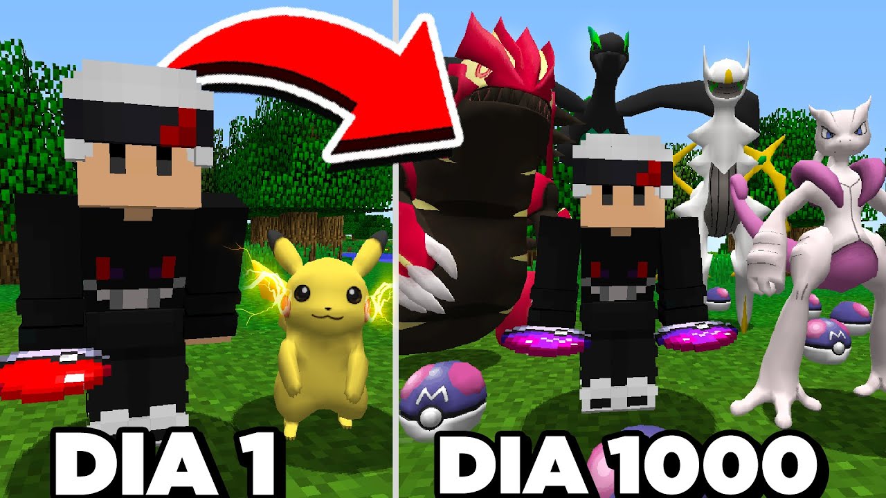 SOBREVIVI 1000 DIAS NO PIXELMON!! (POKEMON NO MINECRAFT)
