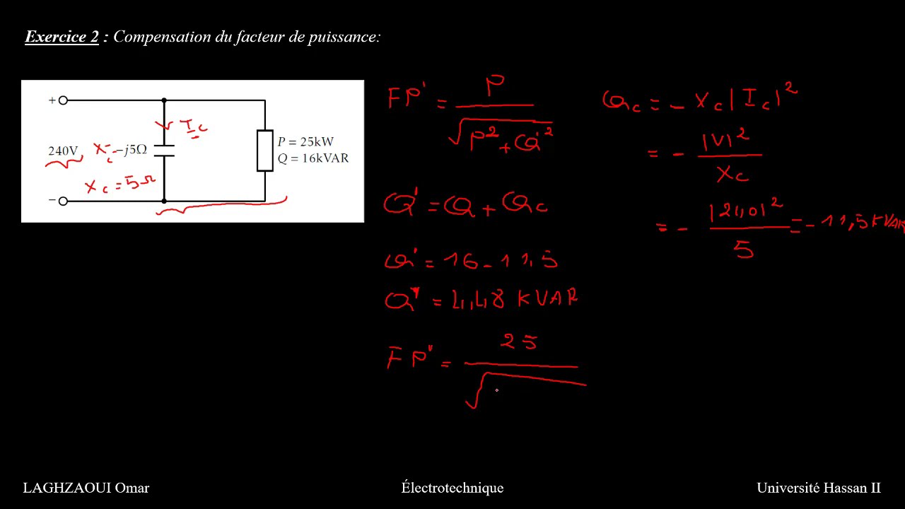 EP26 - Exercice 1: compensation du facteur de puissance ( difficulté (1/5) )