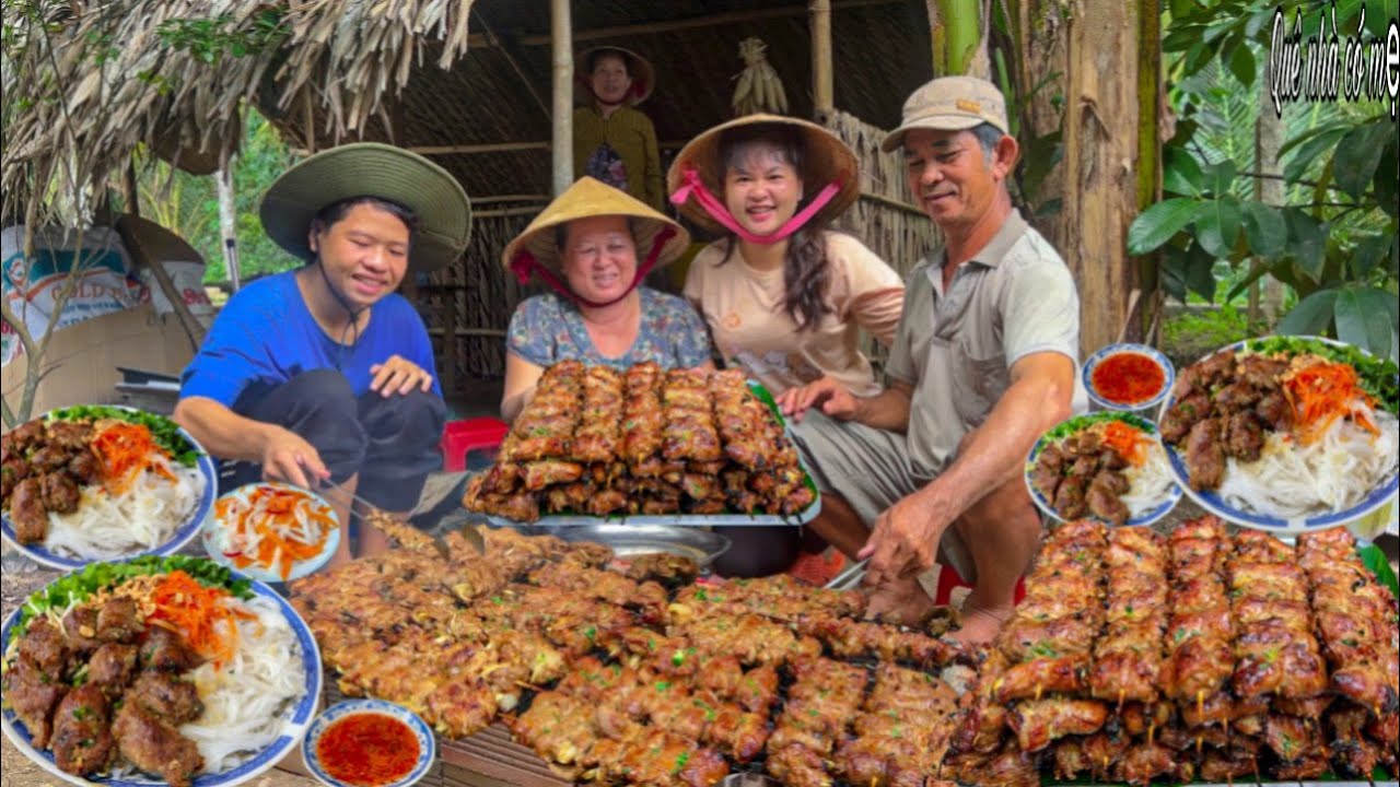 Bún Thịt Bò Nướng Lụi, Rau Sống | Món Ăn Ngày Tết Đoan Ngọ Miền Quê || Tet delicacies