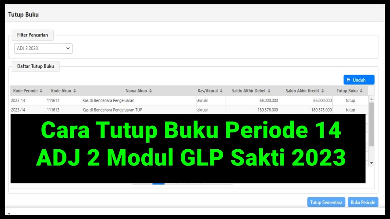 🔴Cara Tutup Buku Periode 14 atau ADJ 2 Modul GLP Sakti 2023‼️