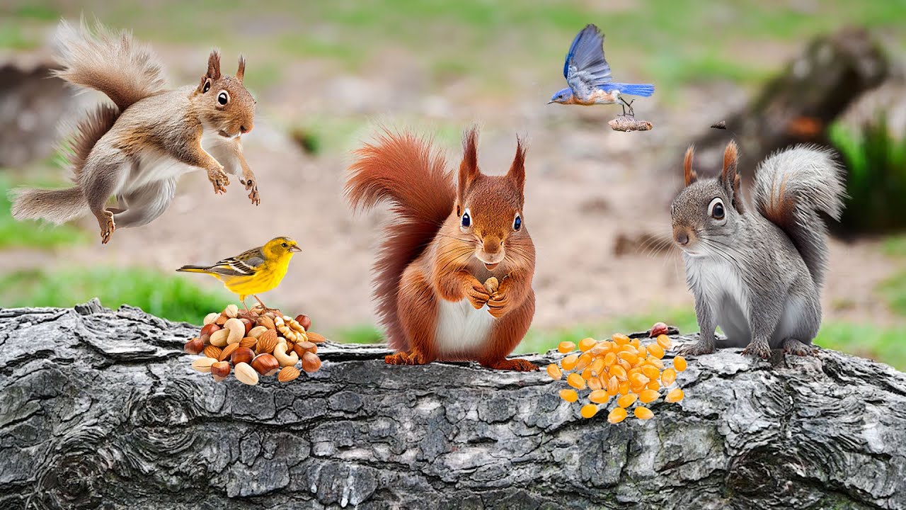 BEST FOR CAT & DOG TV 🐶😸 Cute Squirrels, Birds Hiding in Bushes🐿🦜 Forest Friends Relax Cats