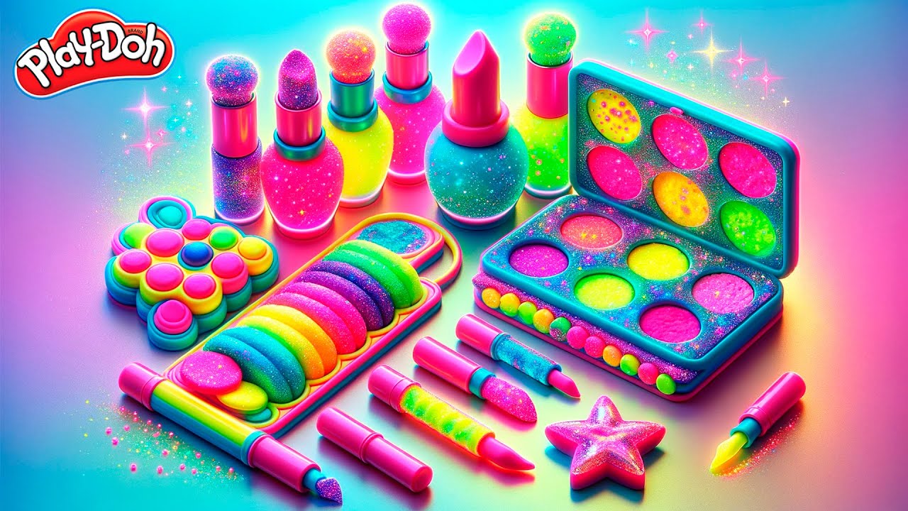 Play Doh Makeup Set How to Make Eyeshadow Lipstick 💄 Nail Polish 💅 with Play Doh Fun for Kids