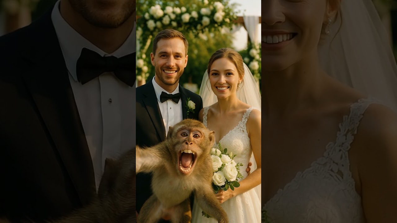 Monkey Crashes Wedding Photo in the Funniest Way | Viral Wedding Photobomb 4K
