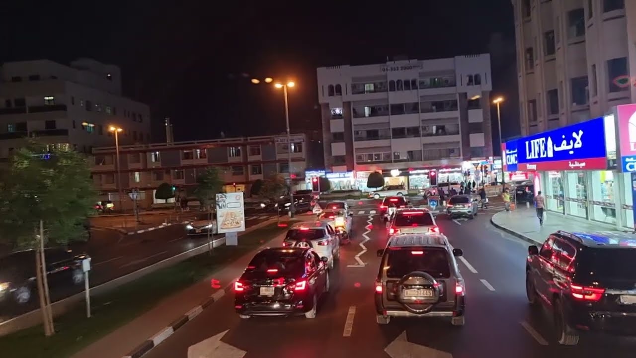 Karama Bus Station to Dubai Silicon Oasis scenic bus ride via Al Ain - Dubai Rd in Wednesday night