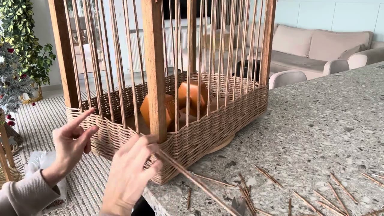 Kağıt çubuklardan iskeletli sepet yapımı