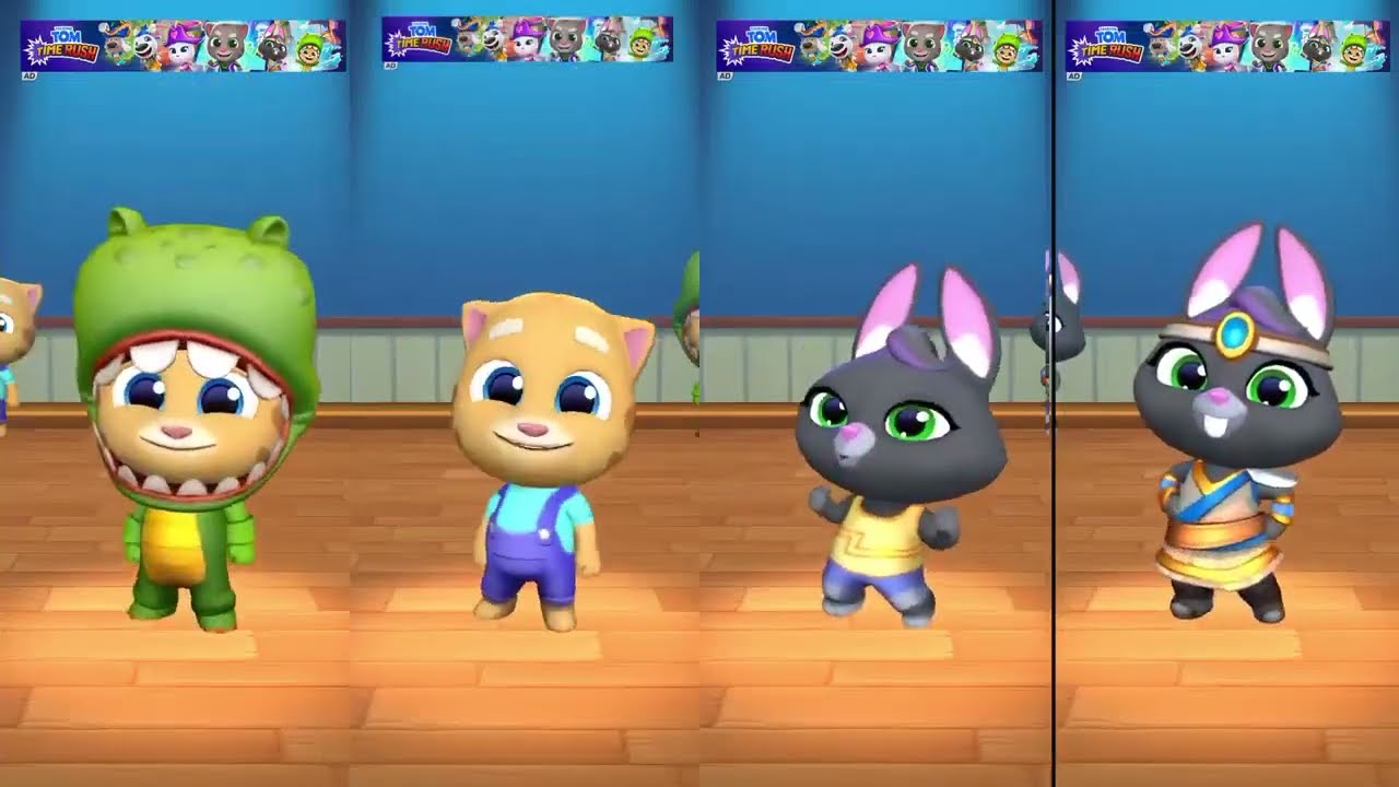Talking Tom Time Rush Dino Ginger vs Mythic Becca vs Roy Raccoon Gameplay Android ios 