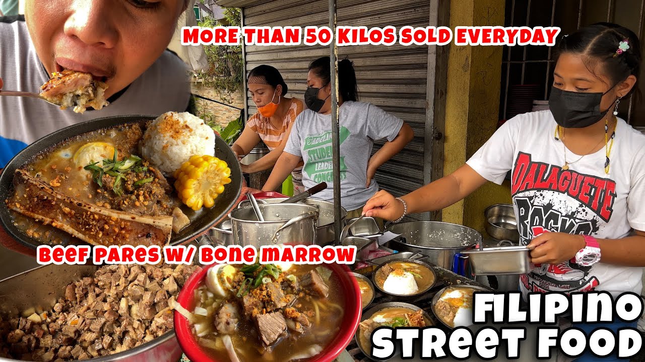 Filipino Street Food | Beef Pares with Bone Marrow, Beef Pares Mami, Sizzling Beef Pares