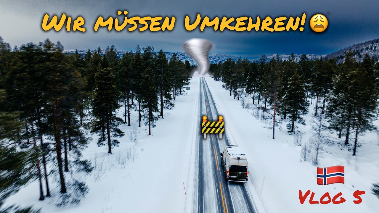 Krasser Schneesturm auf vereister Straße! 😱 VANLIFE WINTER  EXPEDITION NORDKAP!🥶🚐 🚧 - Vlog 5