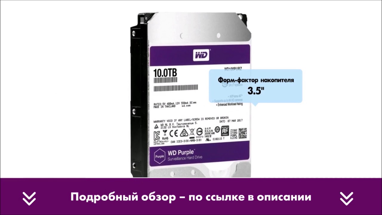 Обзор жесткого диска HDD Western Digital Purple 10TB WD100PURZ