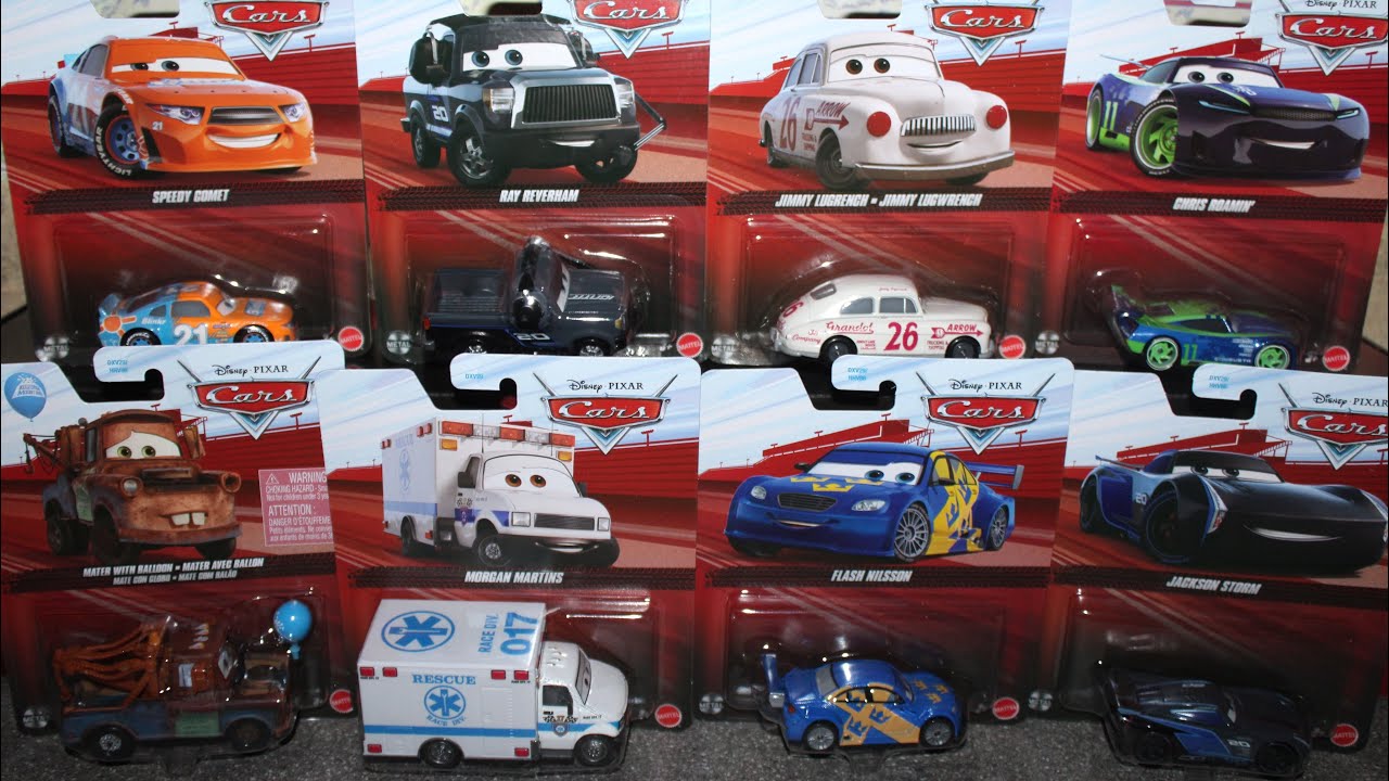 Mattel Disney Cars 2026 Case E Flash Morgan Martins Ray Reverham Jimmy Lugwrench Jackson Storm Mater