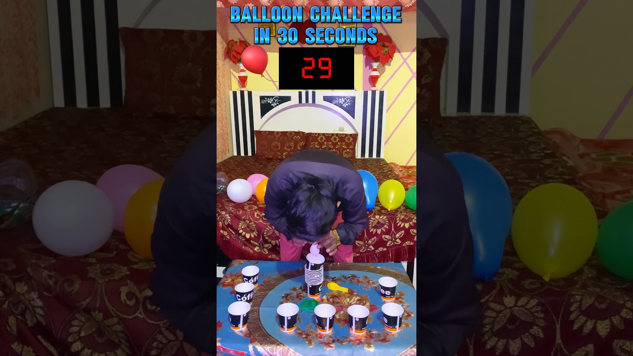 Balloon challenge in glass 30 second #shorts #youtubeshorts #challenge